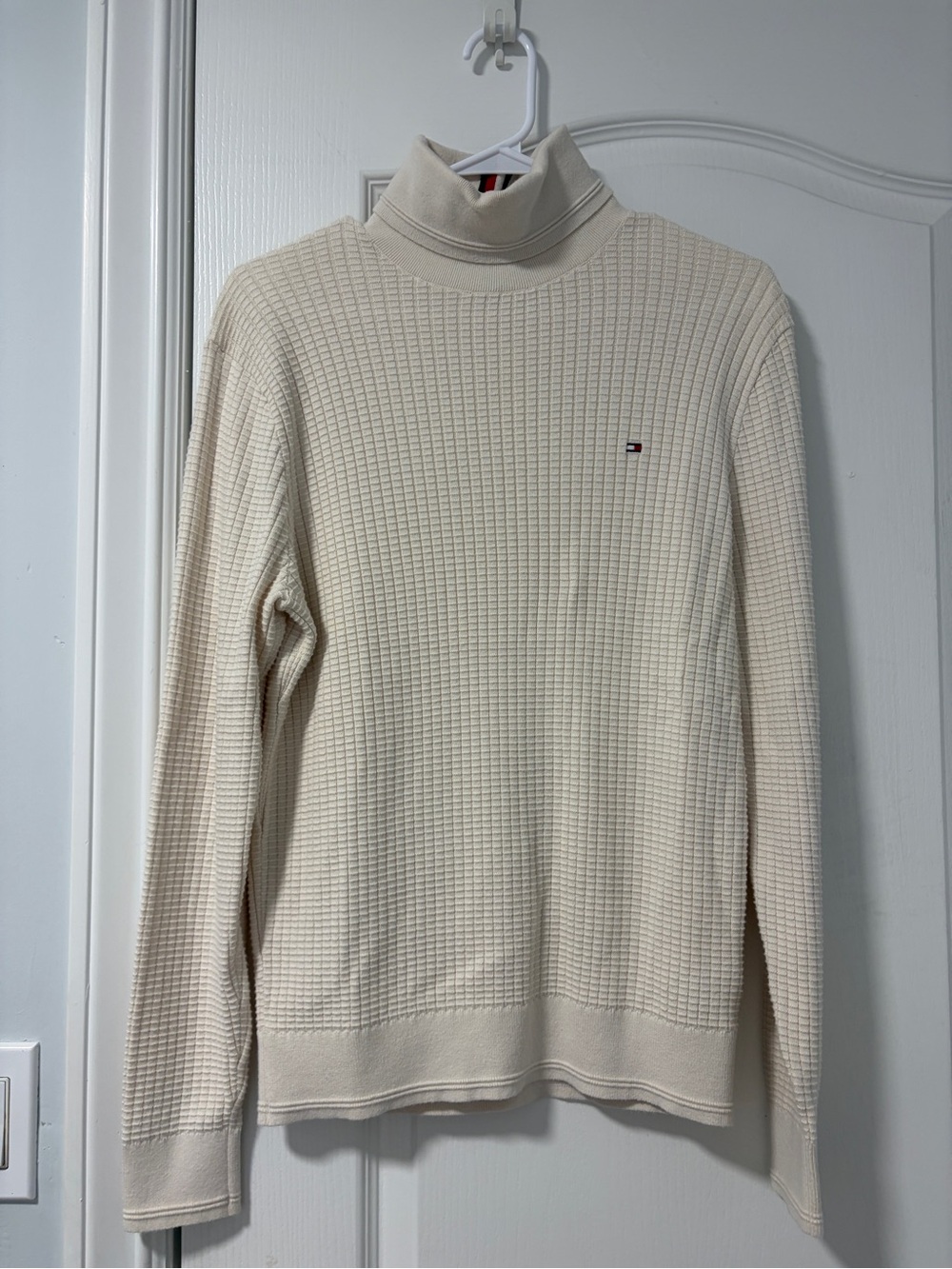 Tommy Hilfiger Men's Cream Turtleneck Waffle-Knit Sweater